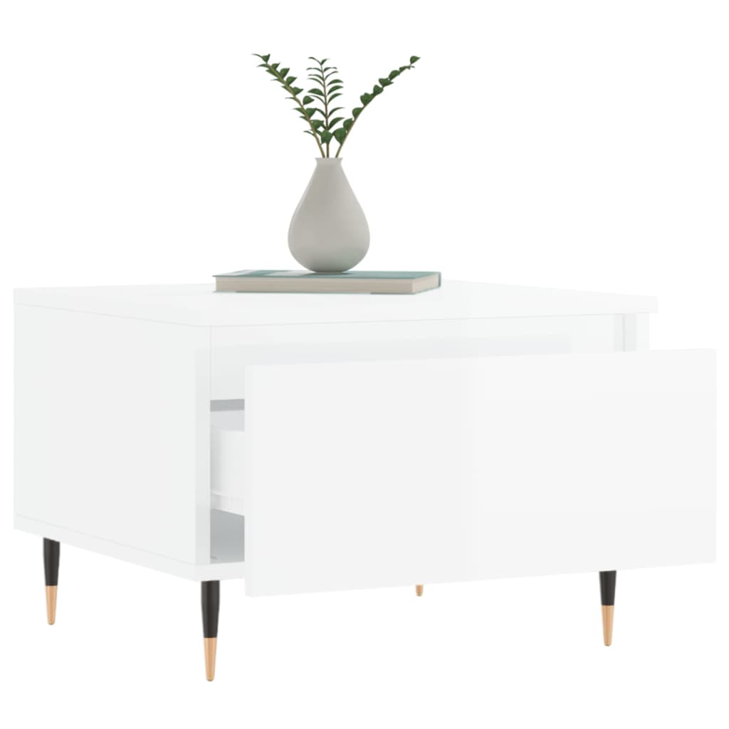 Salongbord 2 stk høyglans hvit 50x46x35 cm konstruert tre