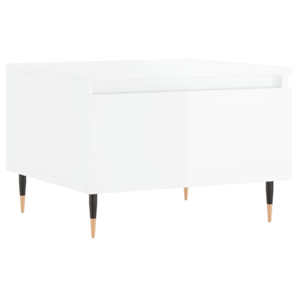 Salongbord 2 stk høyglans hvit 50x46x35 cm konstruert tre