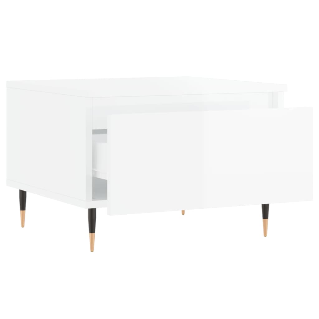 Salongbord 2 stk høyglans hvit 50x46x35 cm konstruert tre