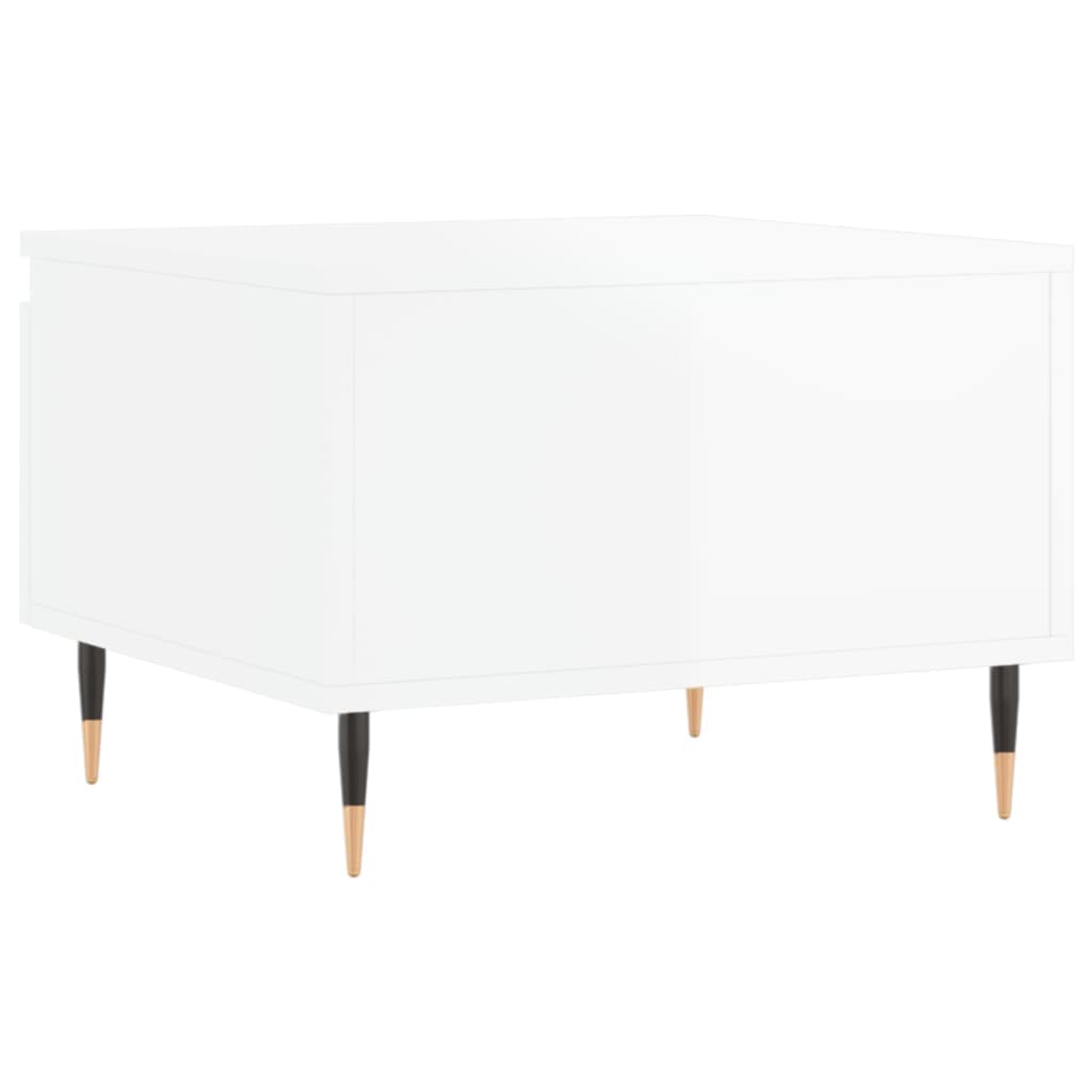 Salongbord 2 stk høyglans hvit 50x46x35 cm konstruert tre