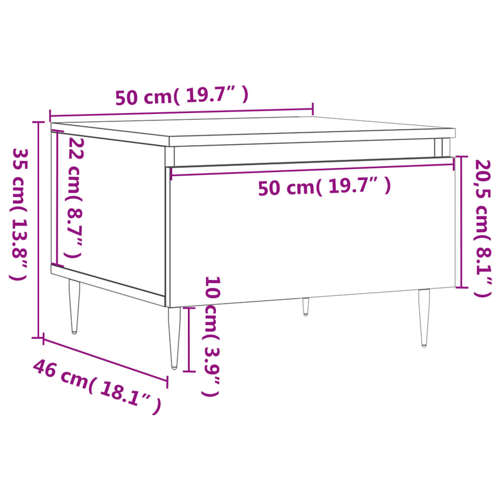 Salongbord betonggrå 50x46x35 cm konstruert tre