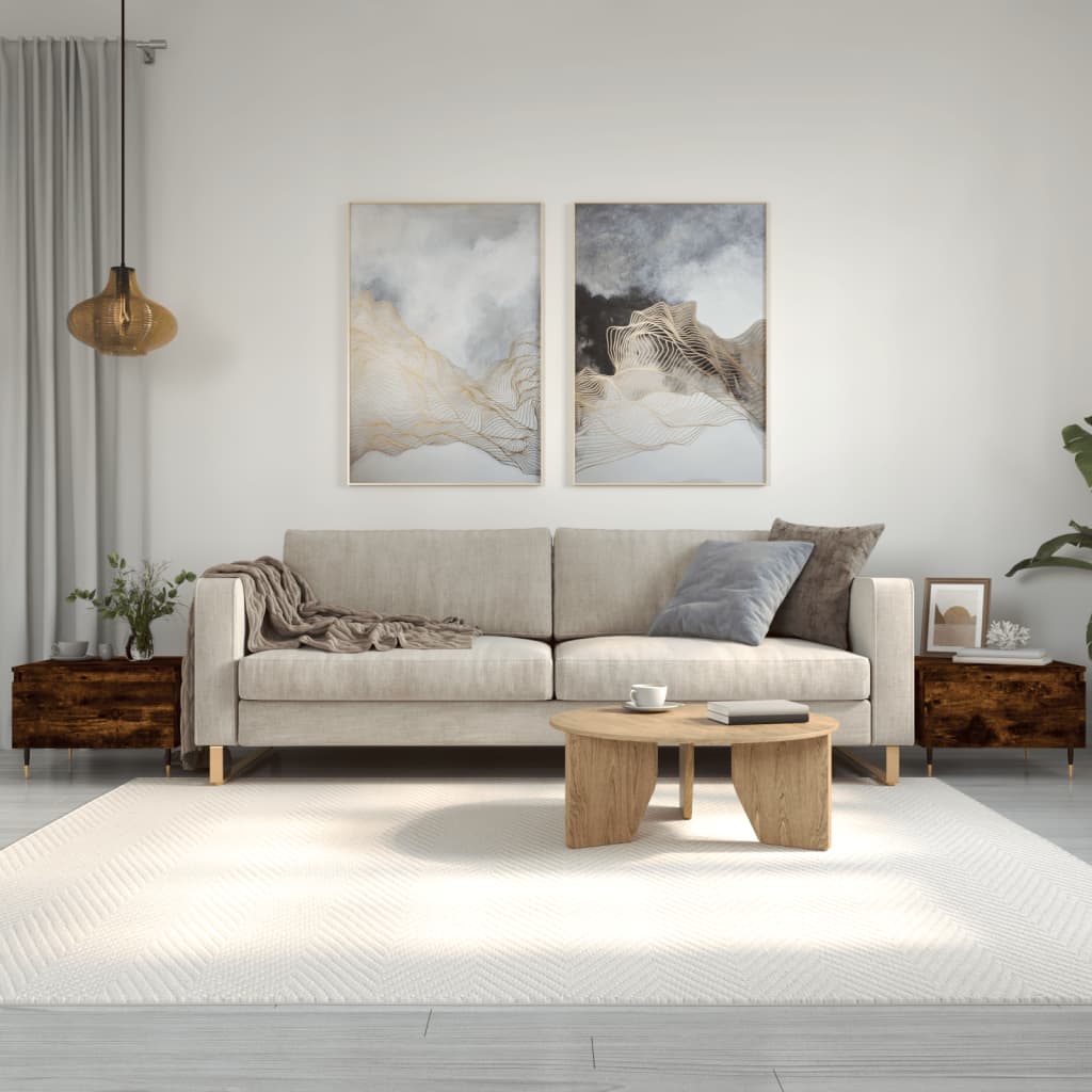Salongbord 2 stk røkt eik 50x46x35 cm konstruert tre