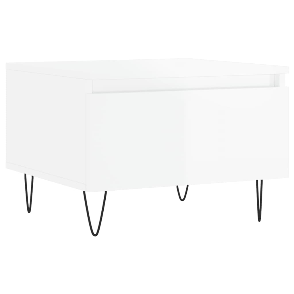 Salongbord 2 stk høyglans hvit 50x46x35 cm konstruert tre