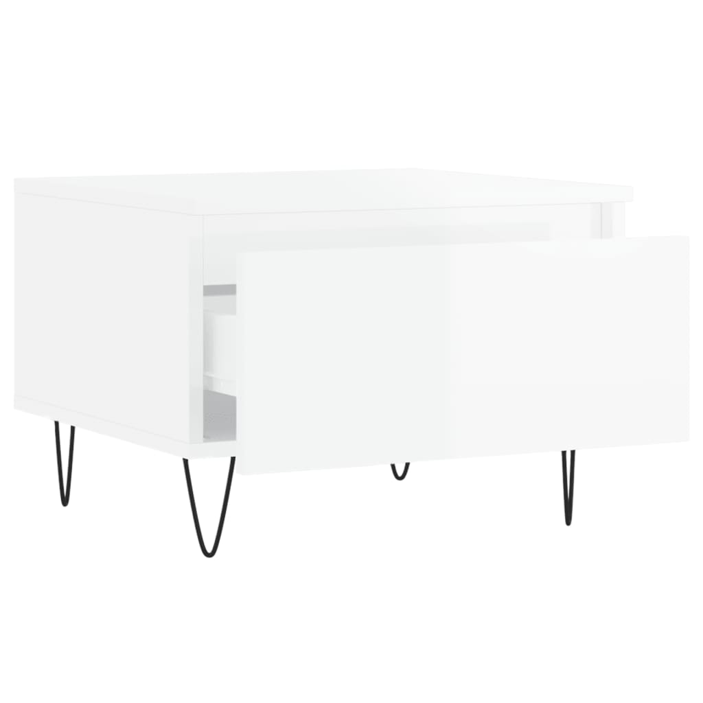 Salongbord 2 stk høyglans hvit 50x46x35 cm konstruert tre