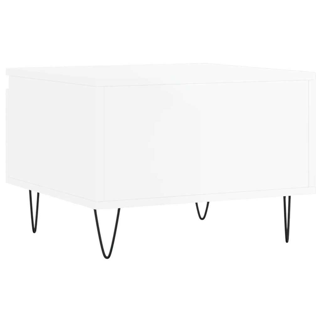 Salongbord 2 stk høyglans hvit 50x46x35 cm konstruert tre