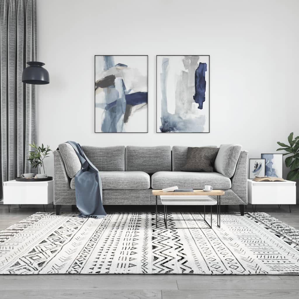 Salongbord 2 stk høyglans hvit 50x46x35 cm konstruert tre