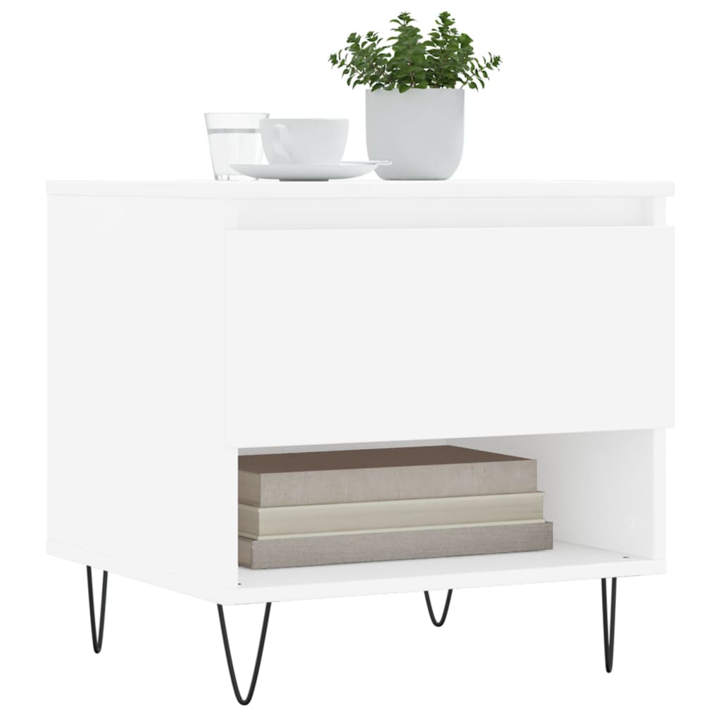 Salongbord 2 stk hvit 50x46x50 cm konstruert tre