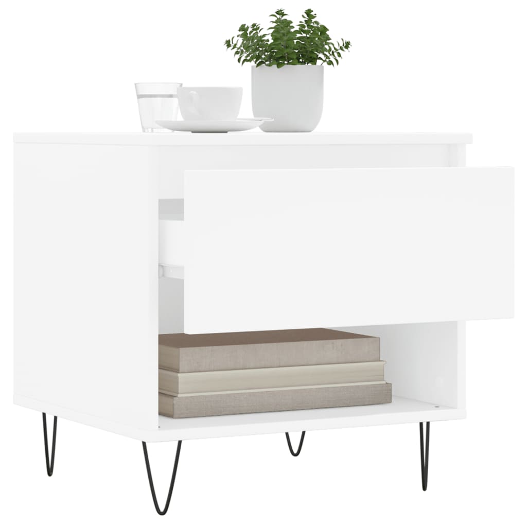 Salongbord 2 stk hvit 50x46x50 cm konstruert tre