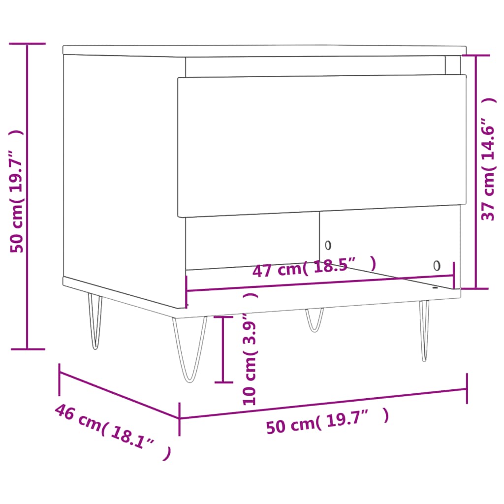Salongbord svart 50x46x50 cm konstruert tre