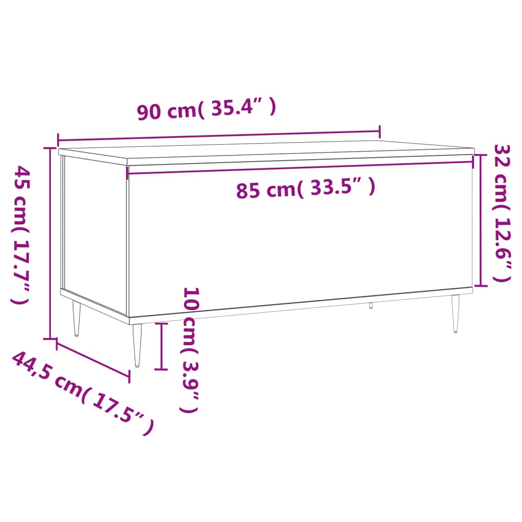 Salongbord svart 90x44,5x45 cm konstruert tre