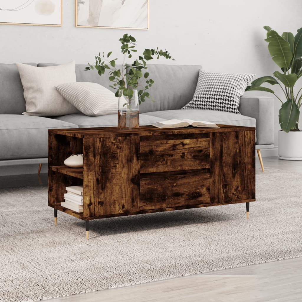 Salongbord røkt eik 102x44,5x50 cm konstruert tre