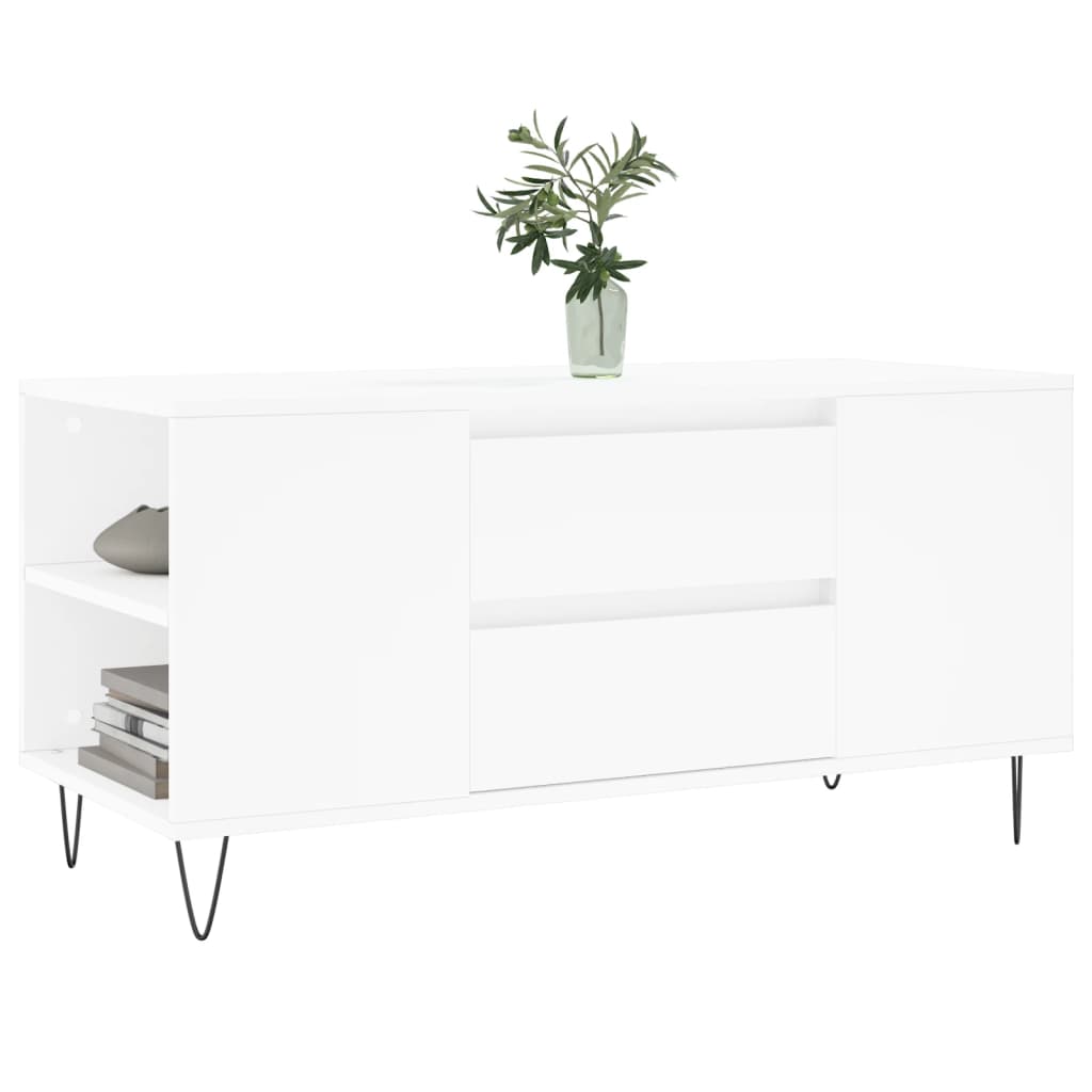 Salongbord hvit 102x44,5x50 cm konstruert tre
