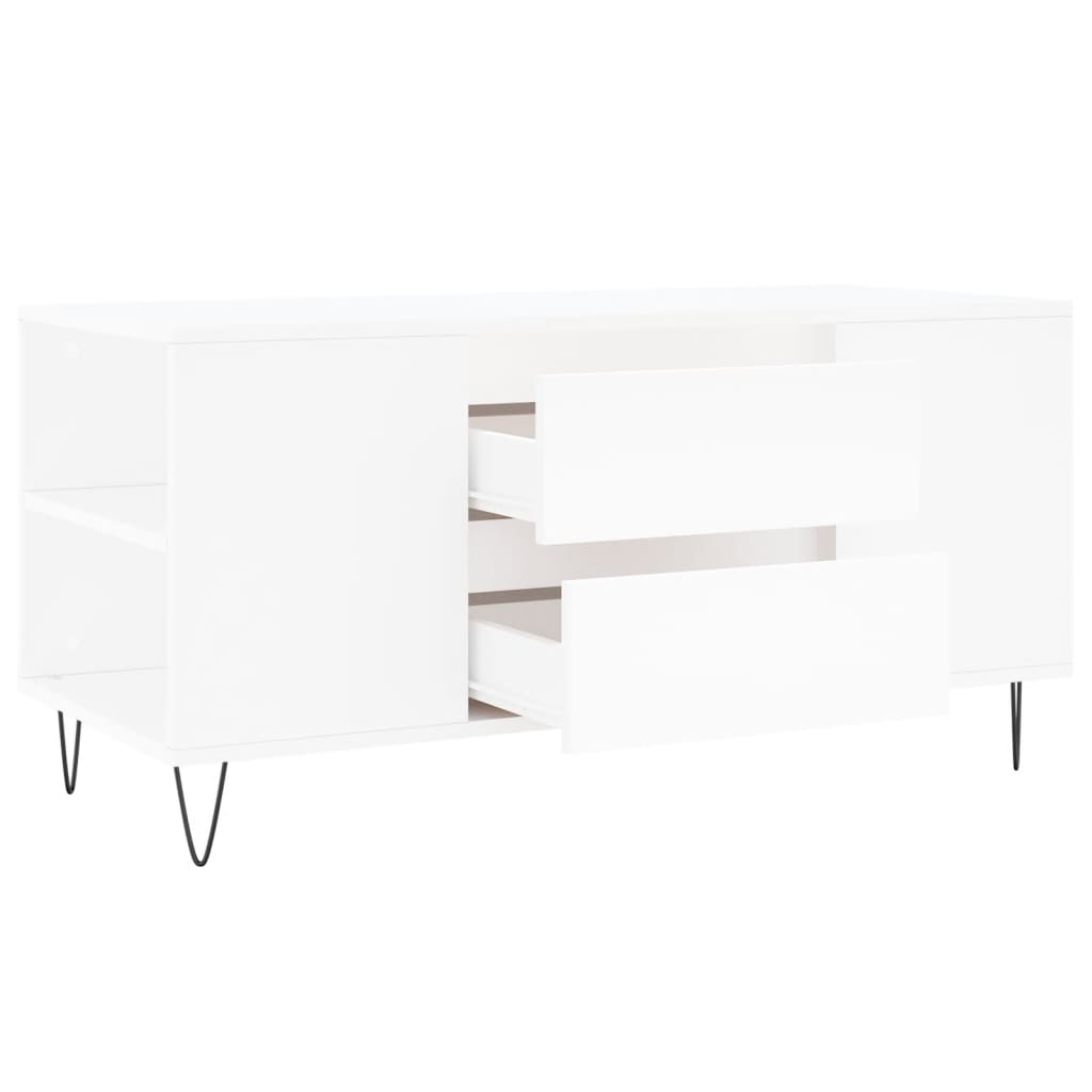 Salongbord hvit 102x44,5x50 cm konstruert tre