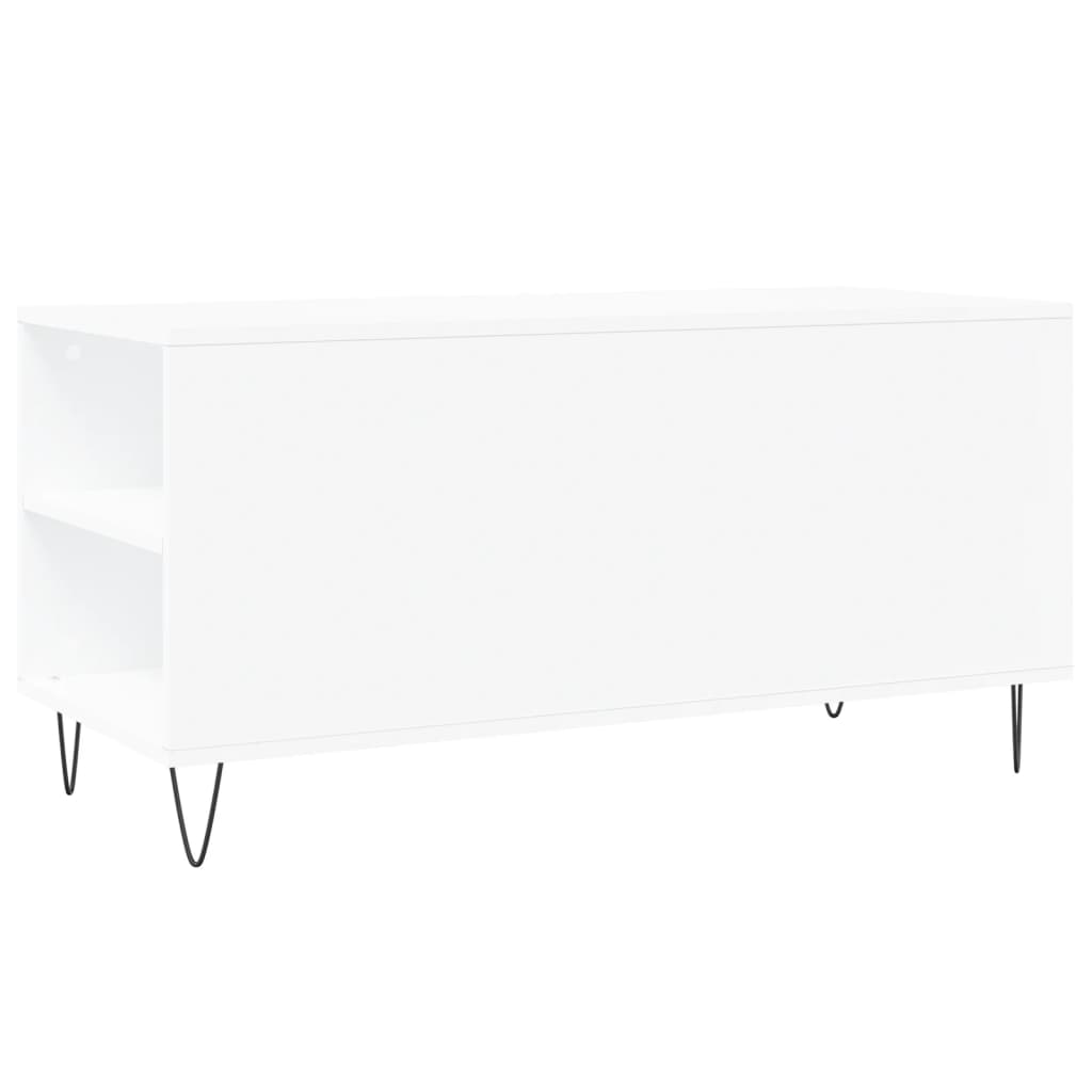 Salongbord hvit 102x44,5x50 cm konstruert tre