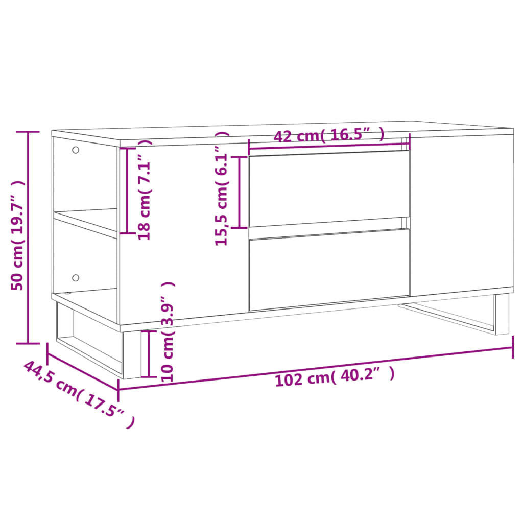 Salongbord svart 102x44,5x50 cm konstruert tre