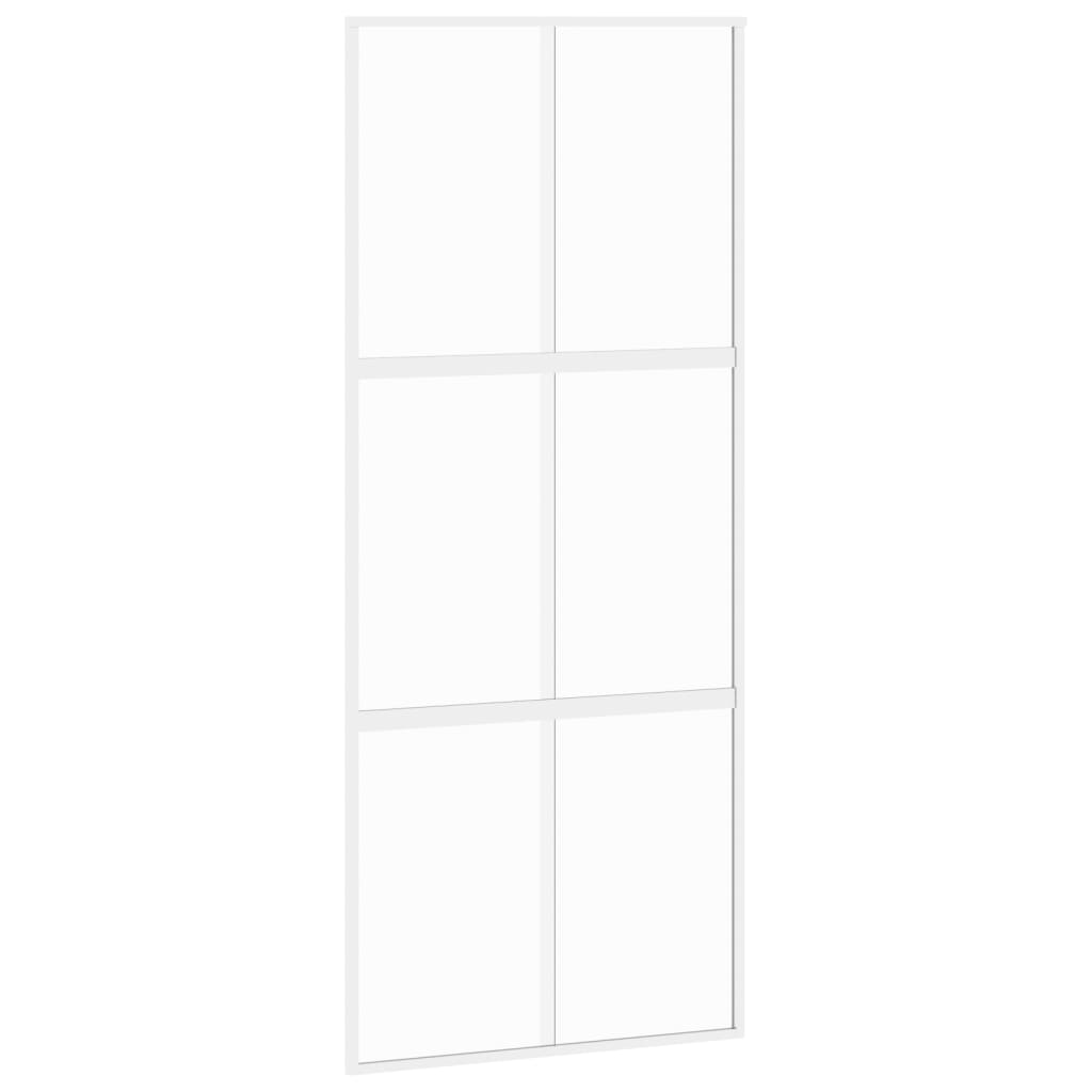 Skyvedør hvit 90x205 cm herdet glass og aluminium