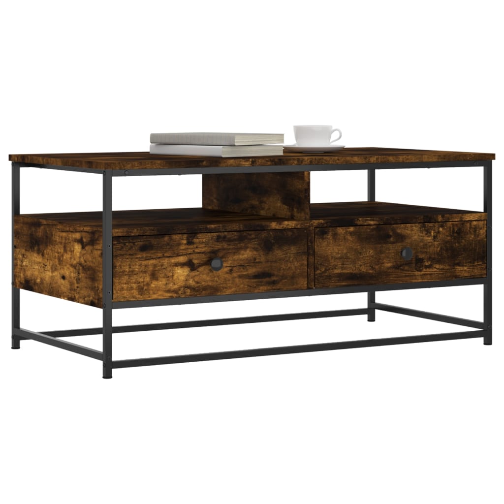 Salongbord røkt eik 100x51x45 cm konstruert tre