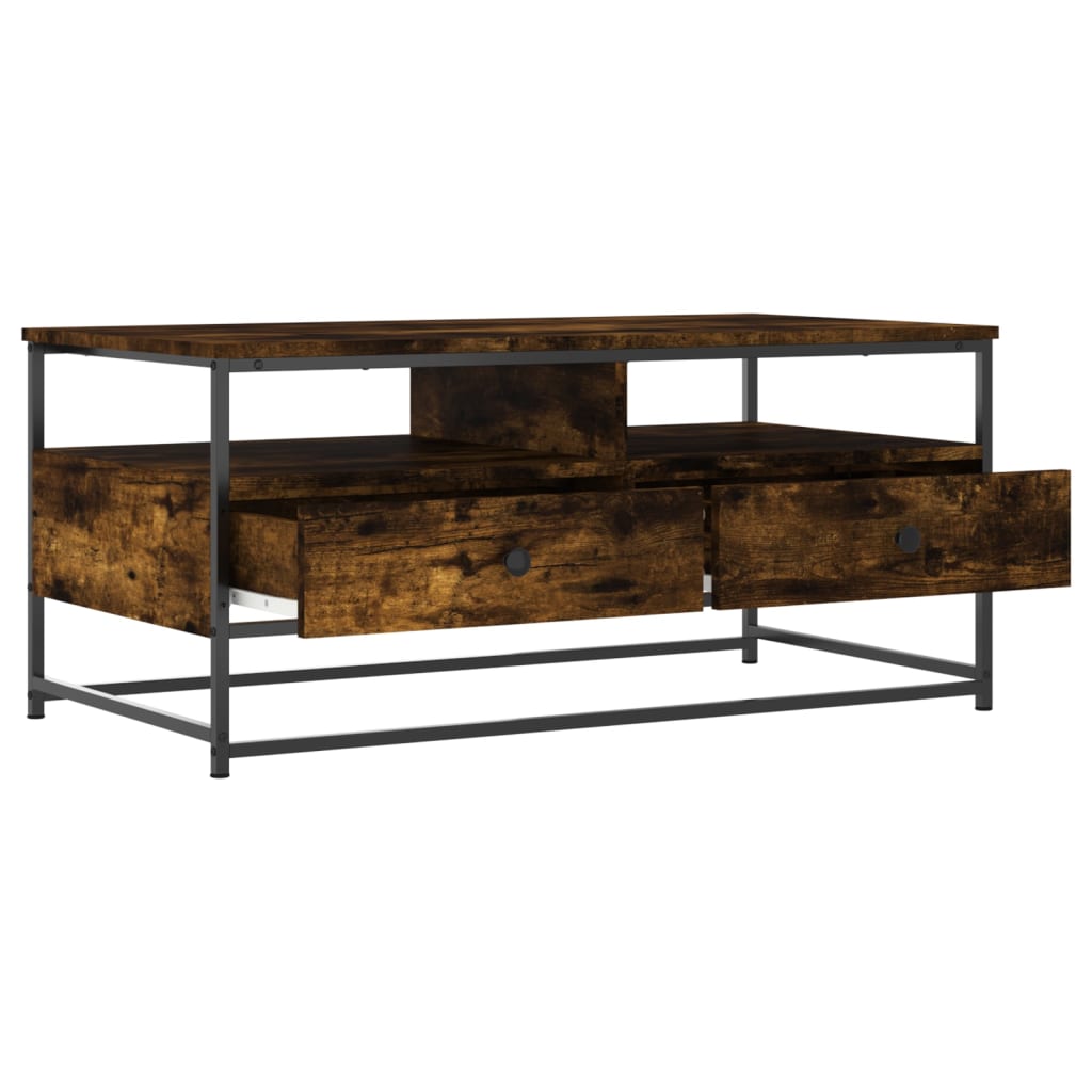 Salongbord røkt eik 100x51x45 cm konstruert tre