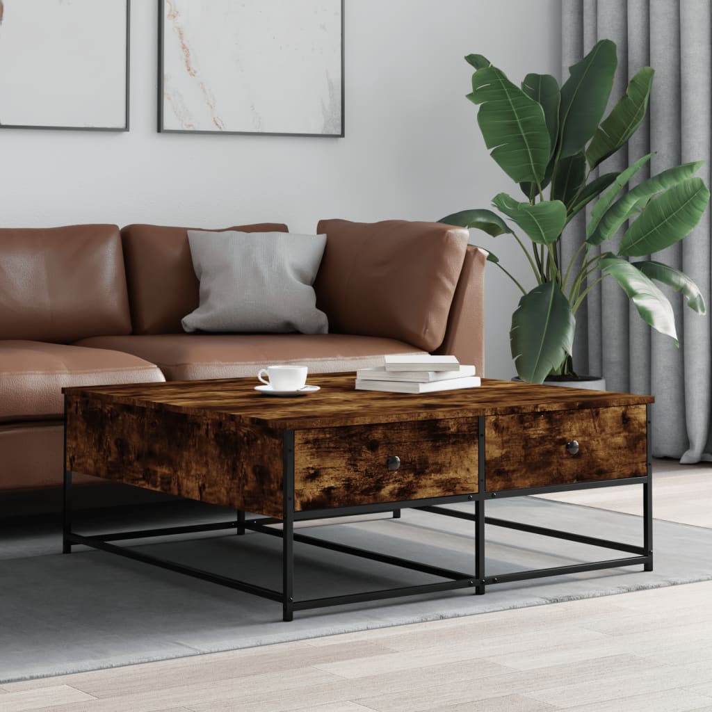 Salongbord røkt eik 100x99x40 cm konstruert tre