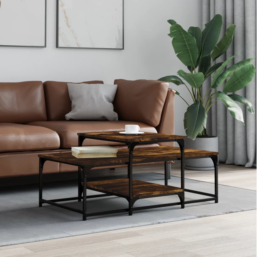 Salongbord røkt eik 102x60x45 cm konstruert tre