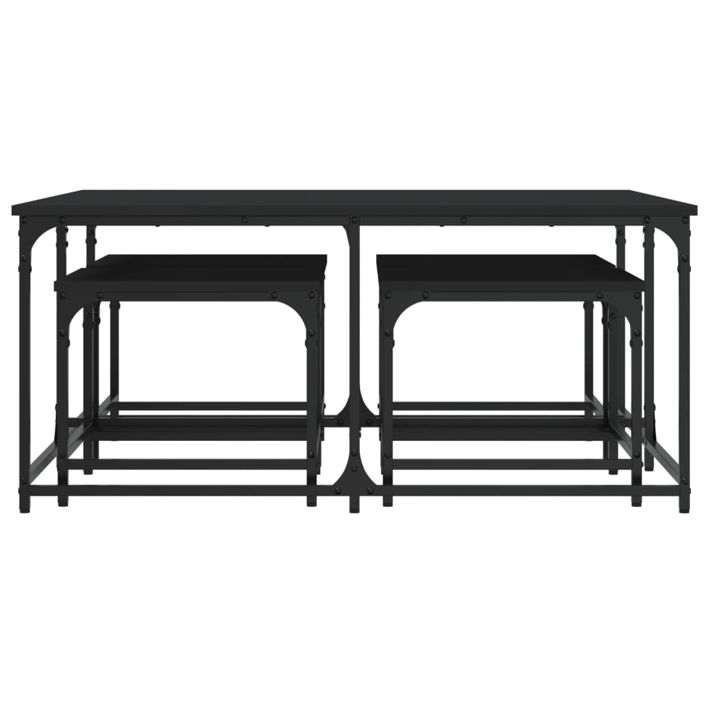 Stablebare salongbord 5 stk svart konstruert tre