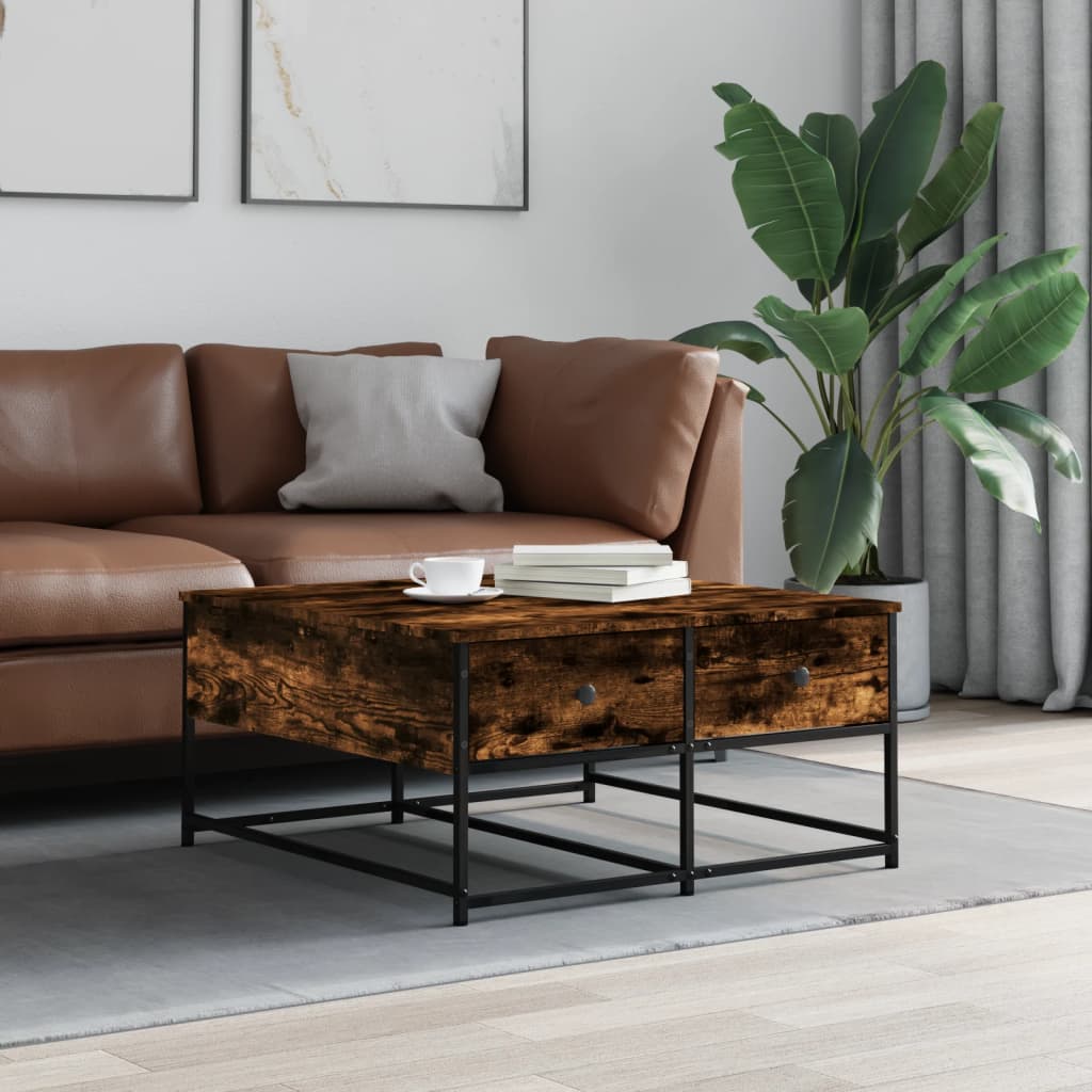 Salongbord røkt eik 80x80x40 cm konstruert tre