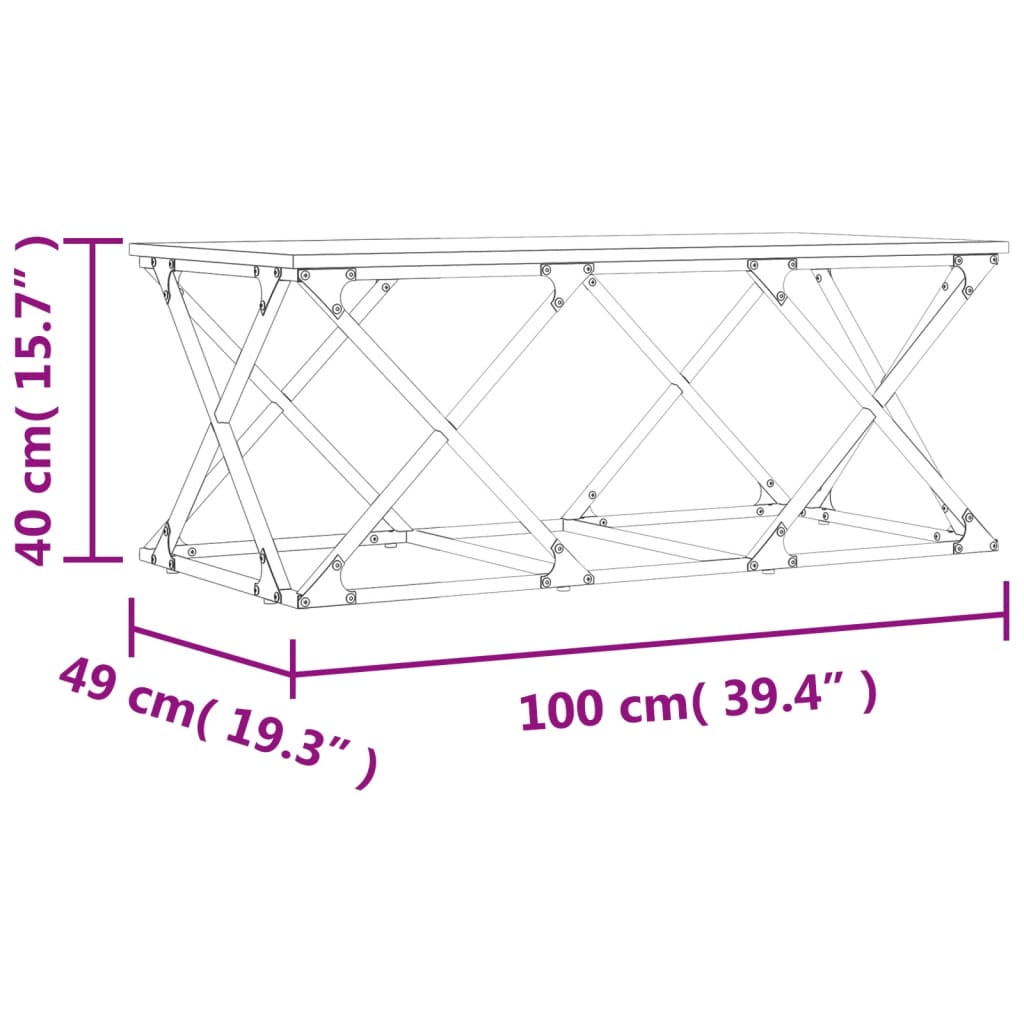 Salongbord brun eik 100x49x40 cm konstruert tre