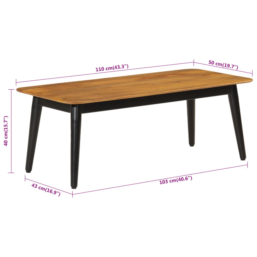 Salongbord 110x50x40 cm heltre mango og jern