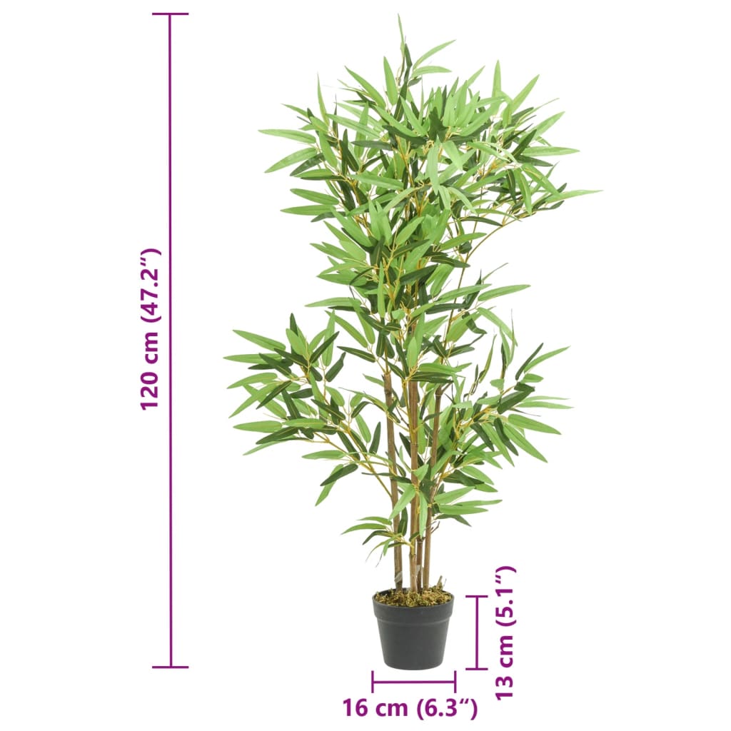 Kunstig bambustre 552 blader 120 cm grønn