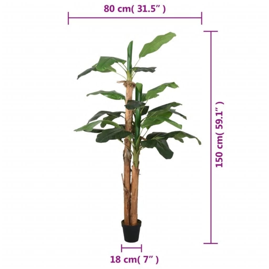Kunstig banantre 18 blader 150 cm grønn