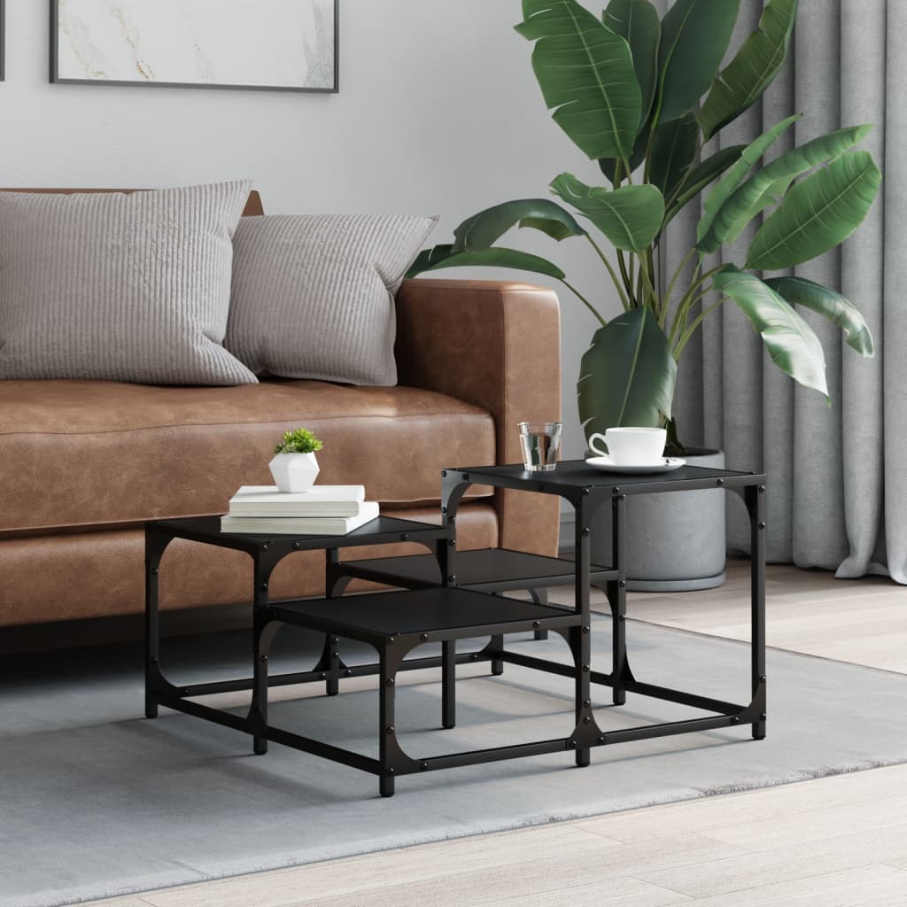 Salongbord svart 68x68x40 cm konstruert tre