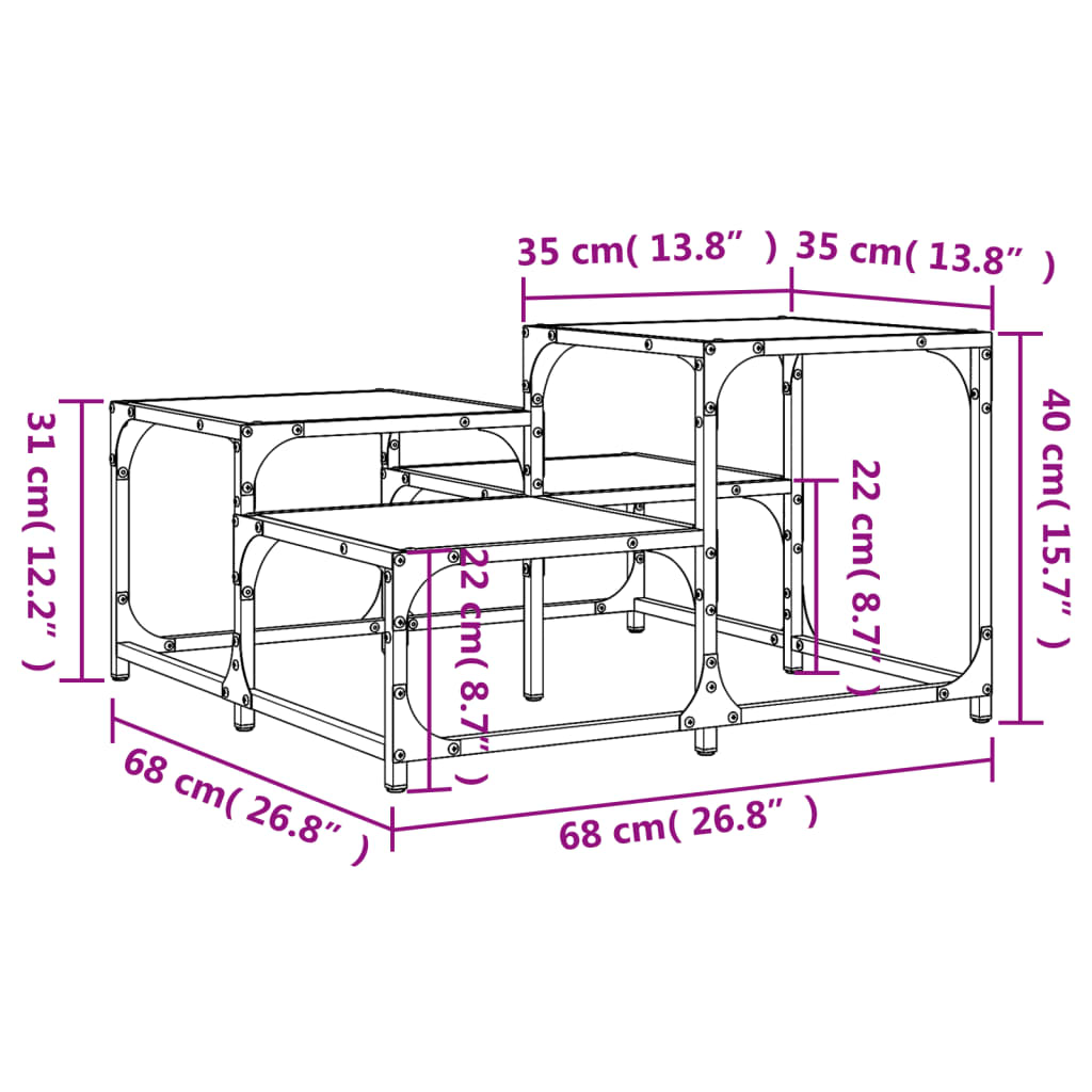 Salongbord svart 68x68x40 cm konstruert tre