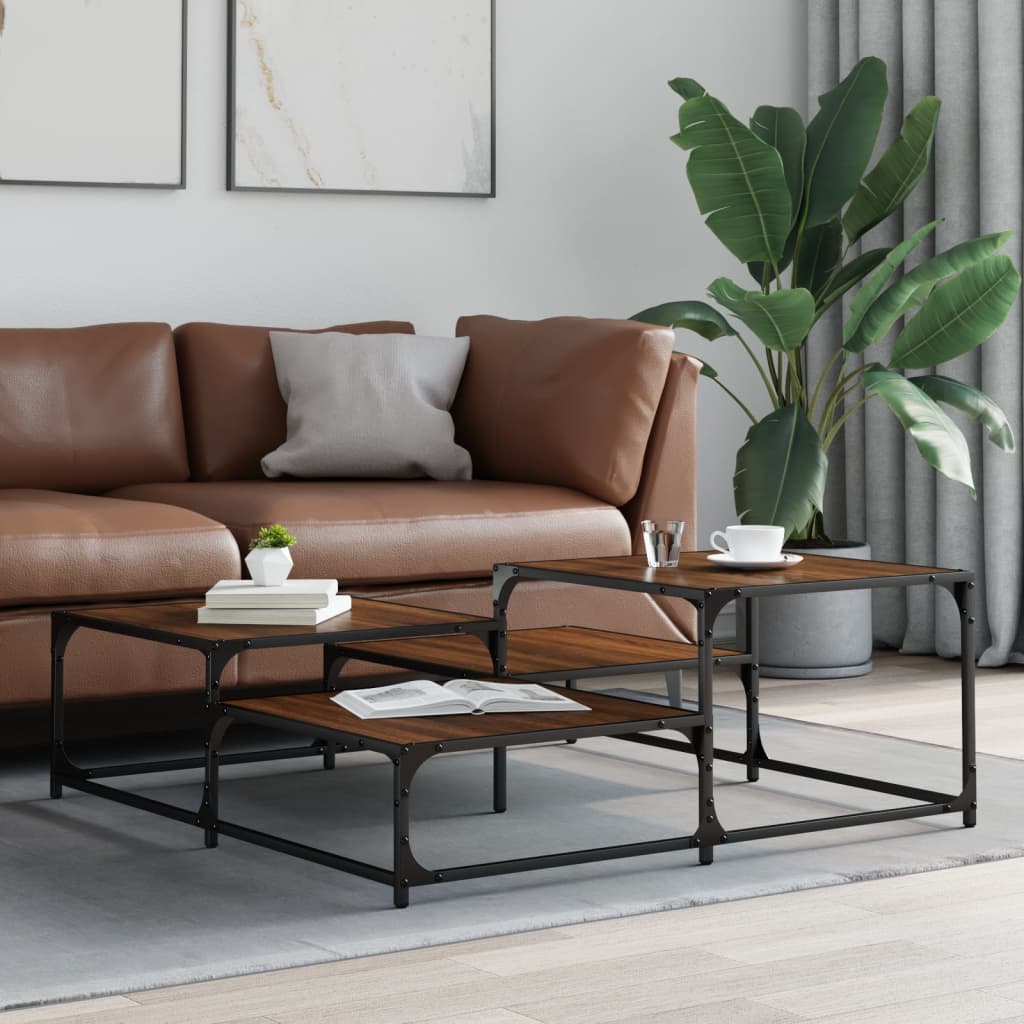 Salongbord brun eik 107x107x40 cm konstruert tre
