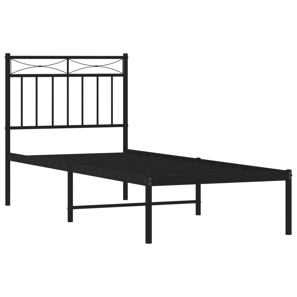 Sengeramme i metall med hodegavl svart 80x200 cm