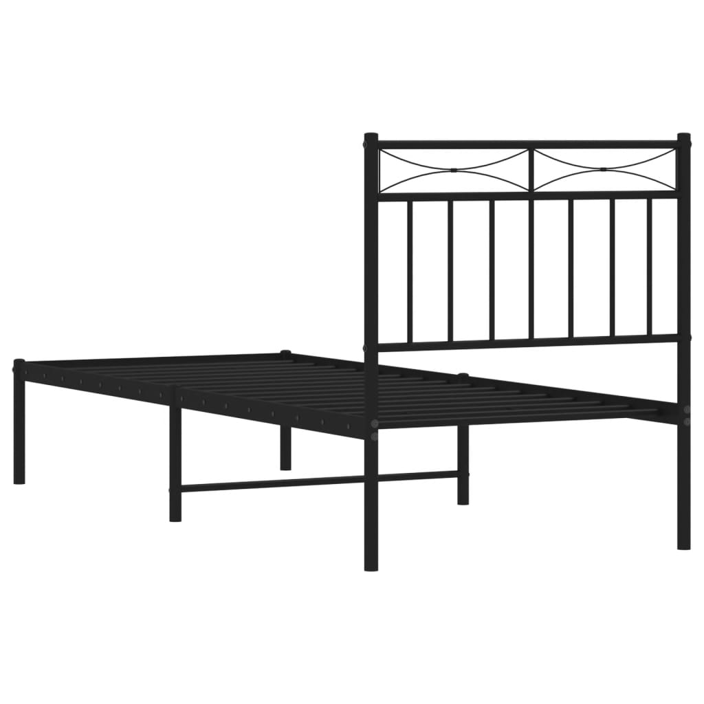 Sengeramme i metall med hodegavl svart 80x200 cm