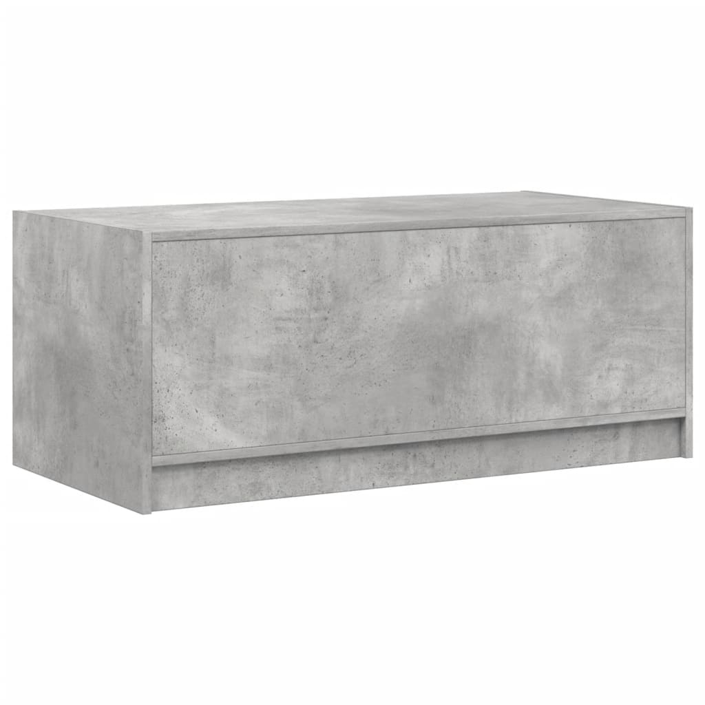 Salongbord med glassdører betonggrå 102x50x42 cm