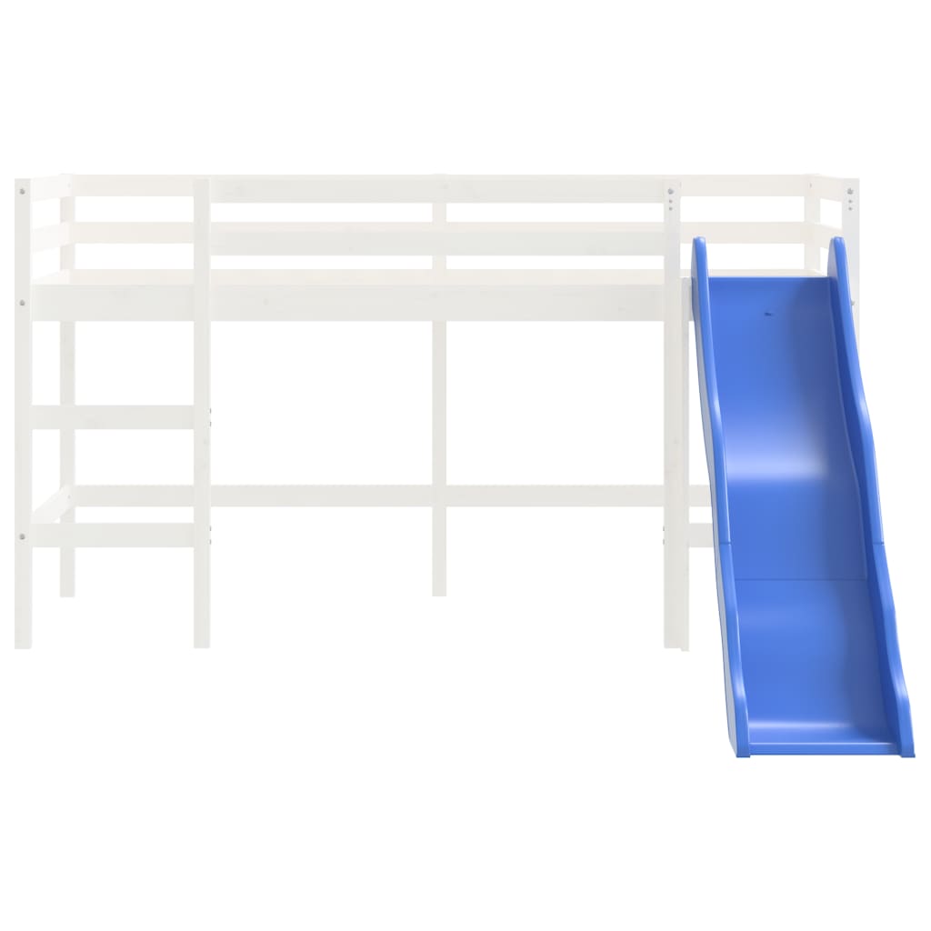 Køyeseng for barn med sklie hvit 80x200 cm heltre furu