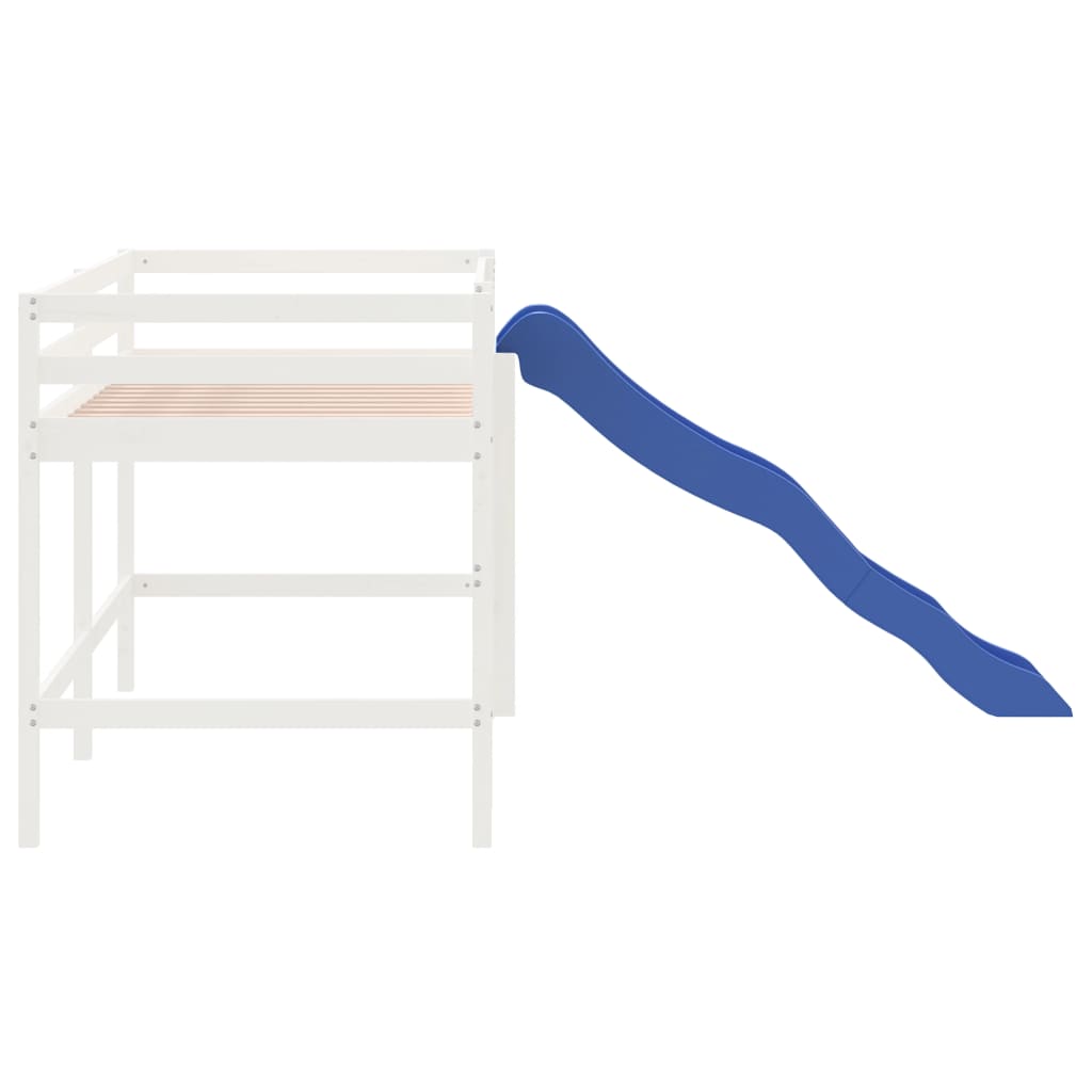 Køyeseng for barn med sklie hvit 80x200 cm heltre furu