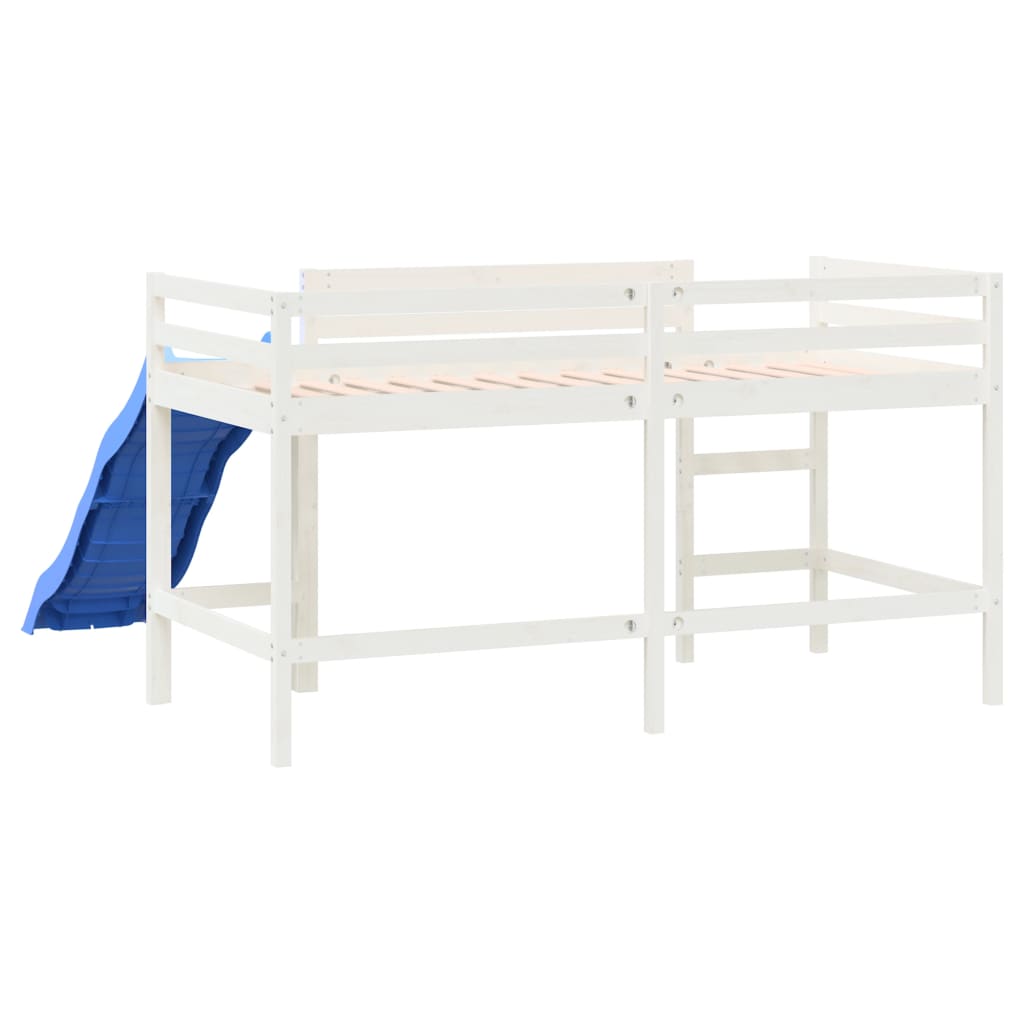 Køyeseng for barn med sklie hvit 80x200 cm heltre furu