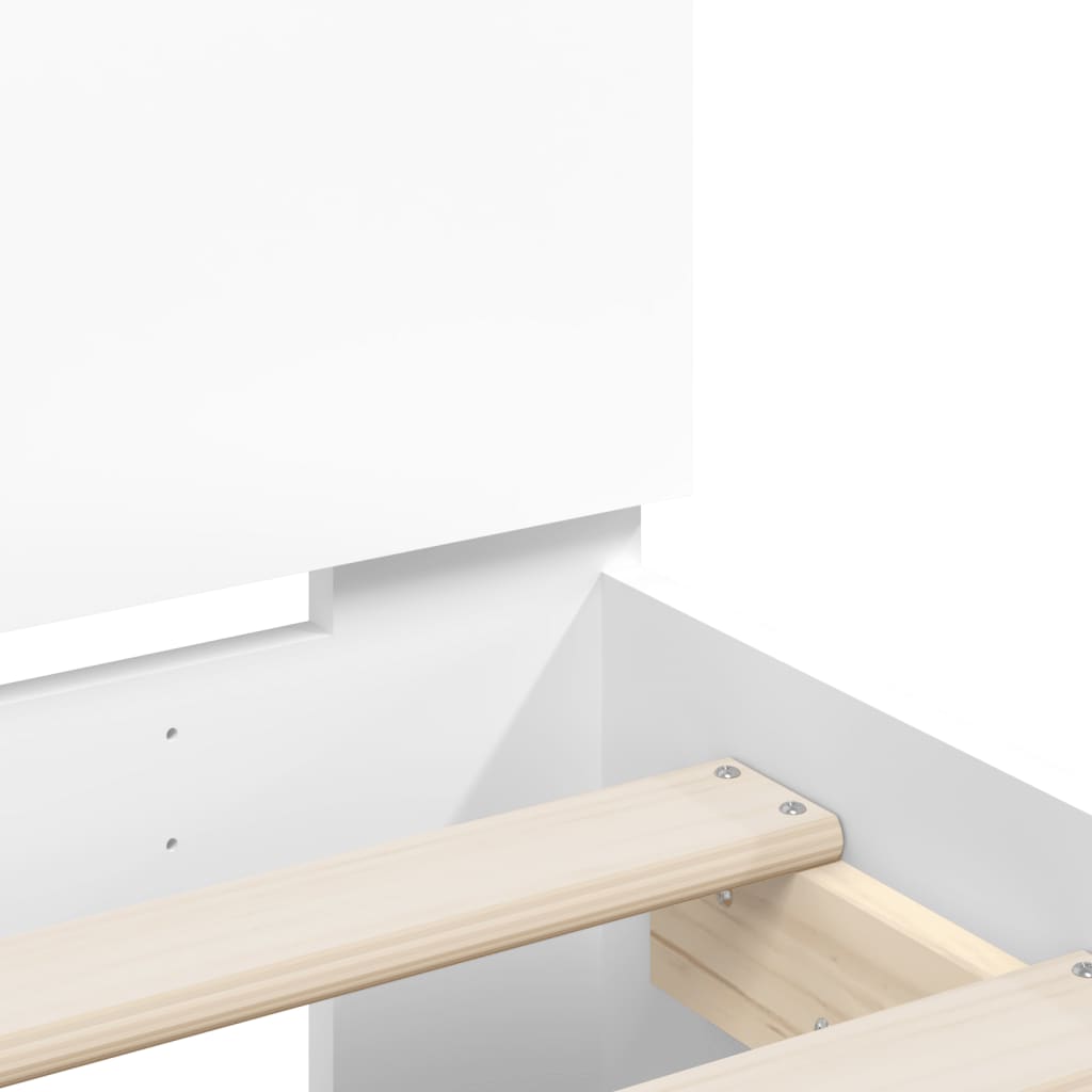 Sengeramme med hodegavl og LED hvit 180x200 cm