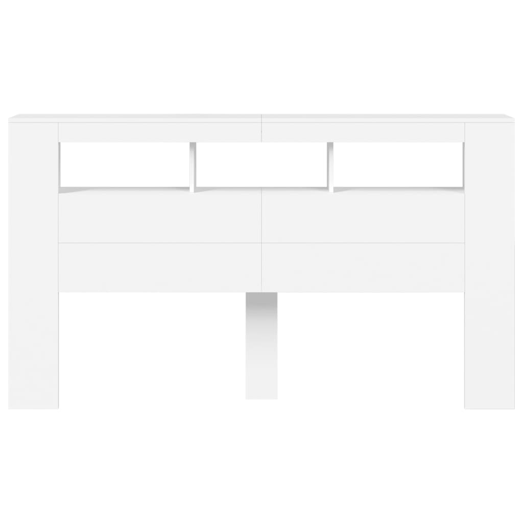 Sengegavl med LED hvit 180x18,5x103,5 cm konstruert tre