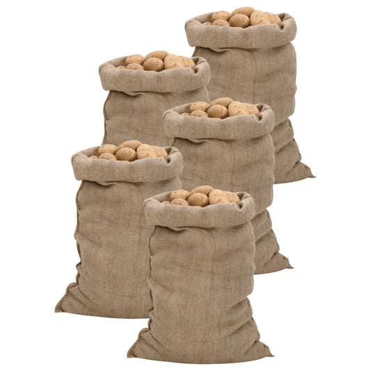 Jutesekker 5 stk 60x105 cm 100% jute 340 gsm