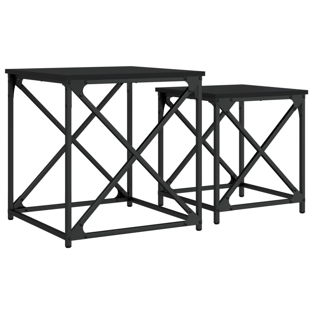 Stablebare salongbord 2 stk svart konstruert tre
