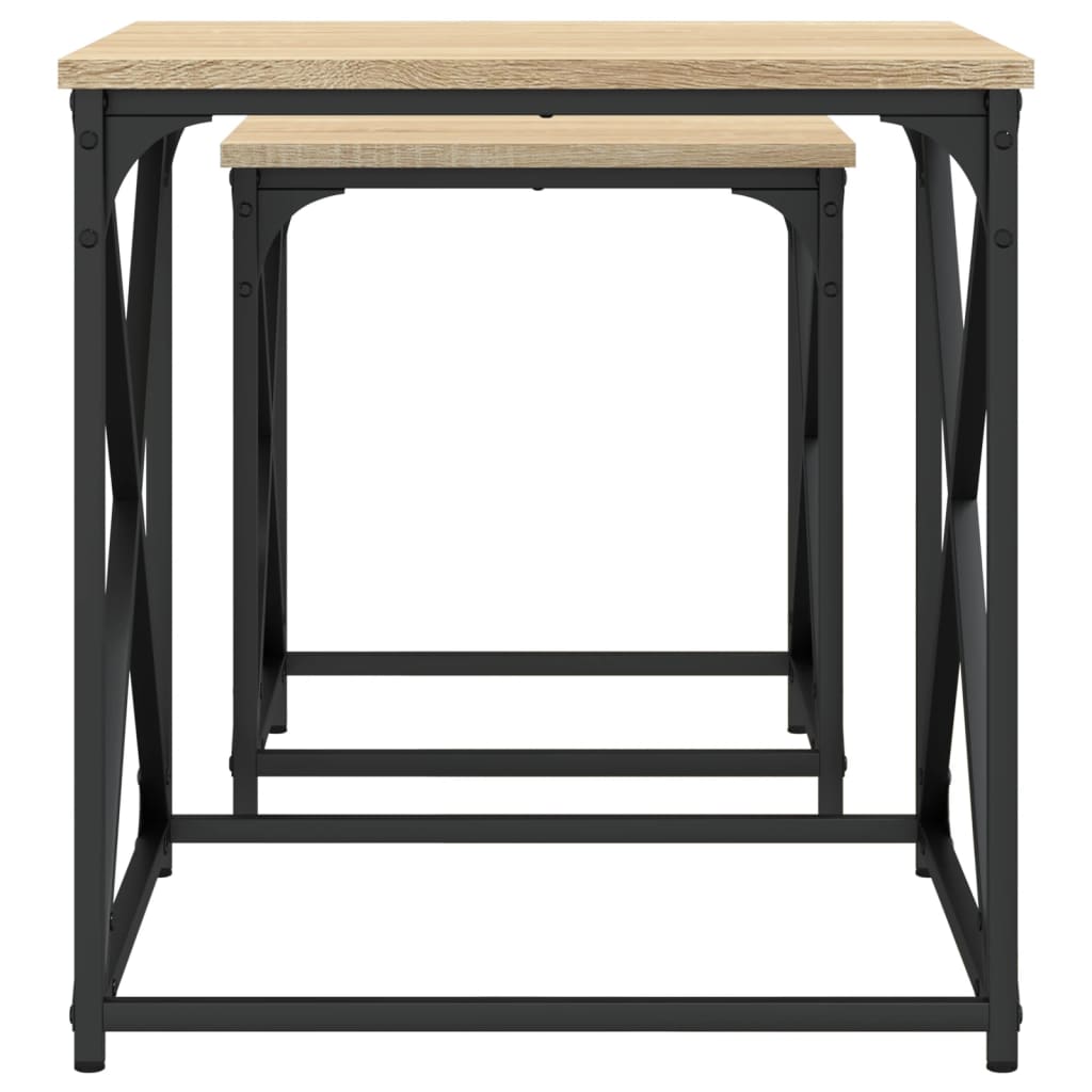 Stablebare salongbord 2 stk sonoma eik konstruert tre
