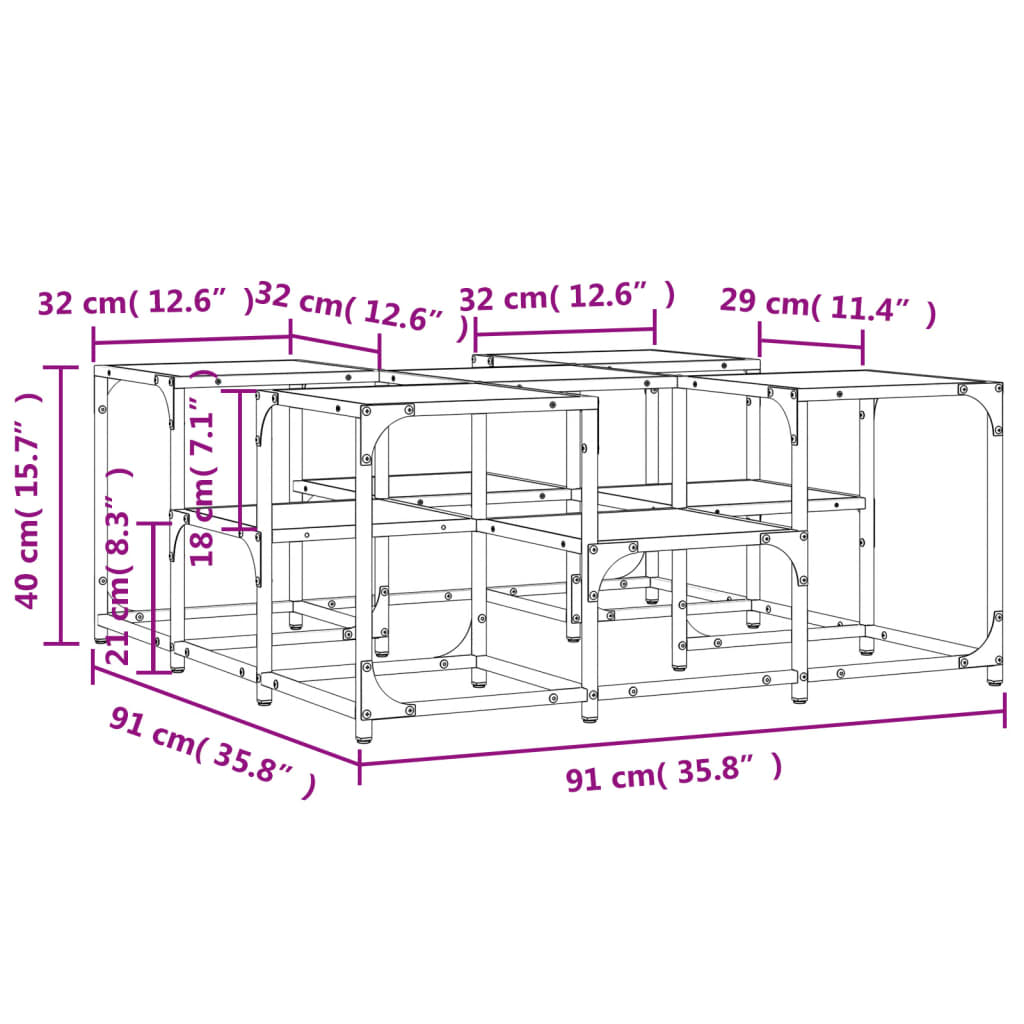 Salongbord svart 91x91x40 cm konstruert tre