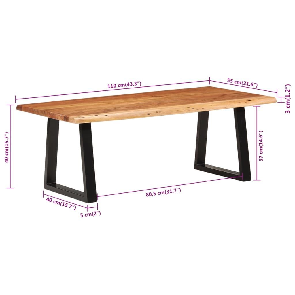 Salongbord 110x55x40 cm heltre akasie