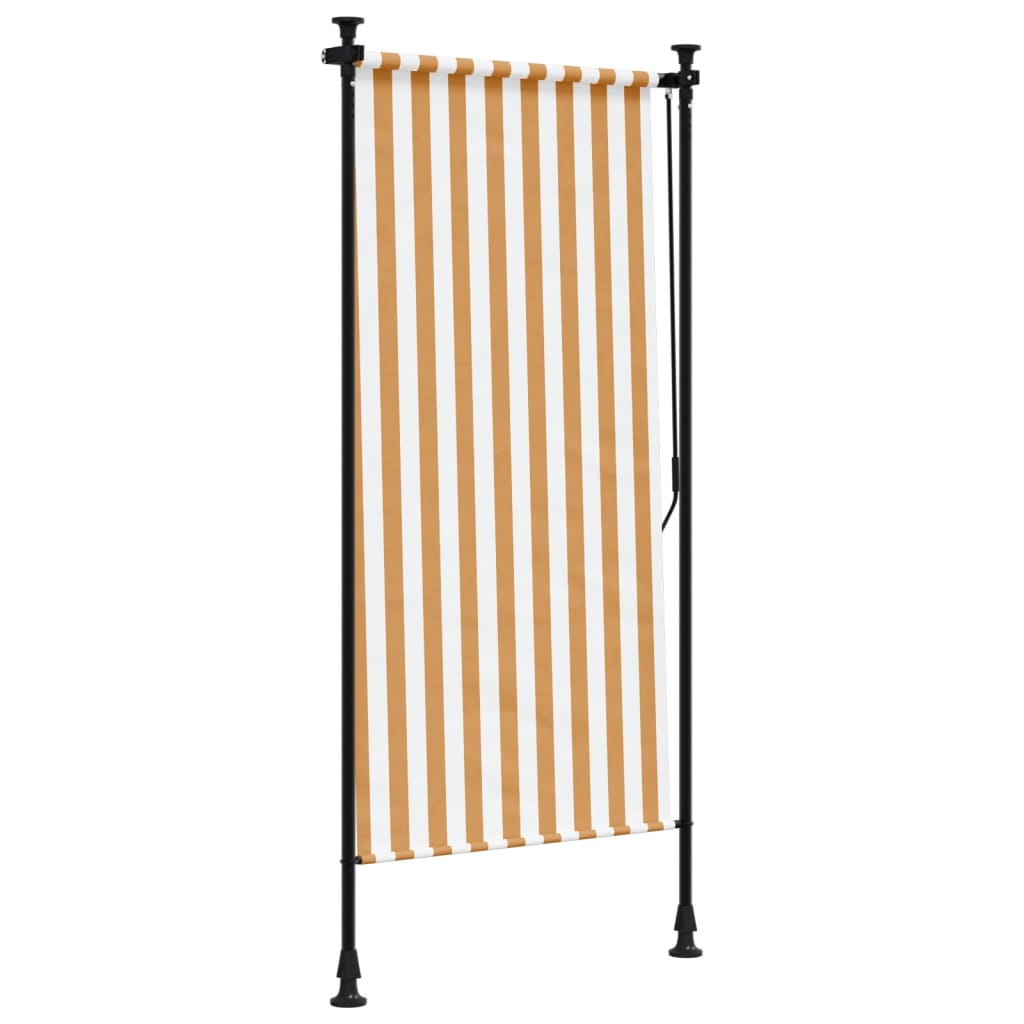 Utendørs rullegardin oransje og hvit 120x270 cm stoff og stål