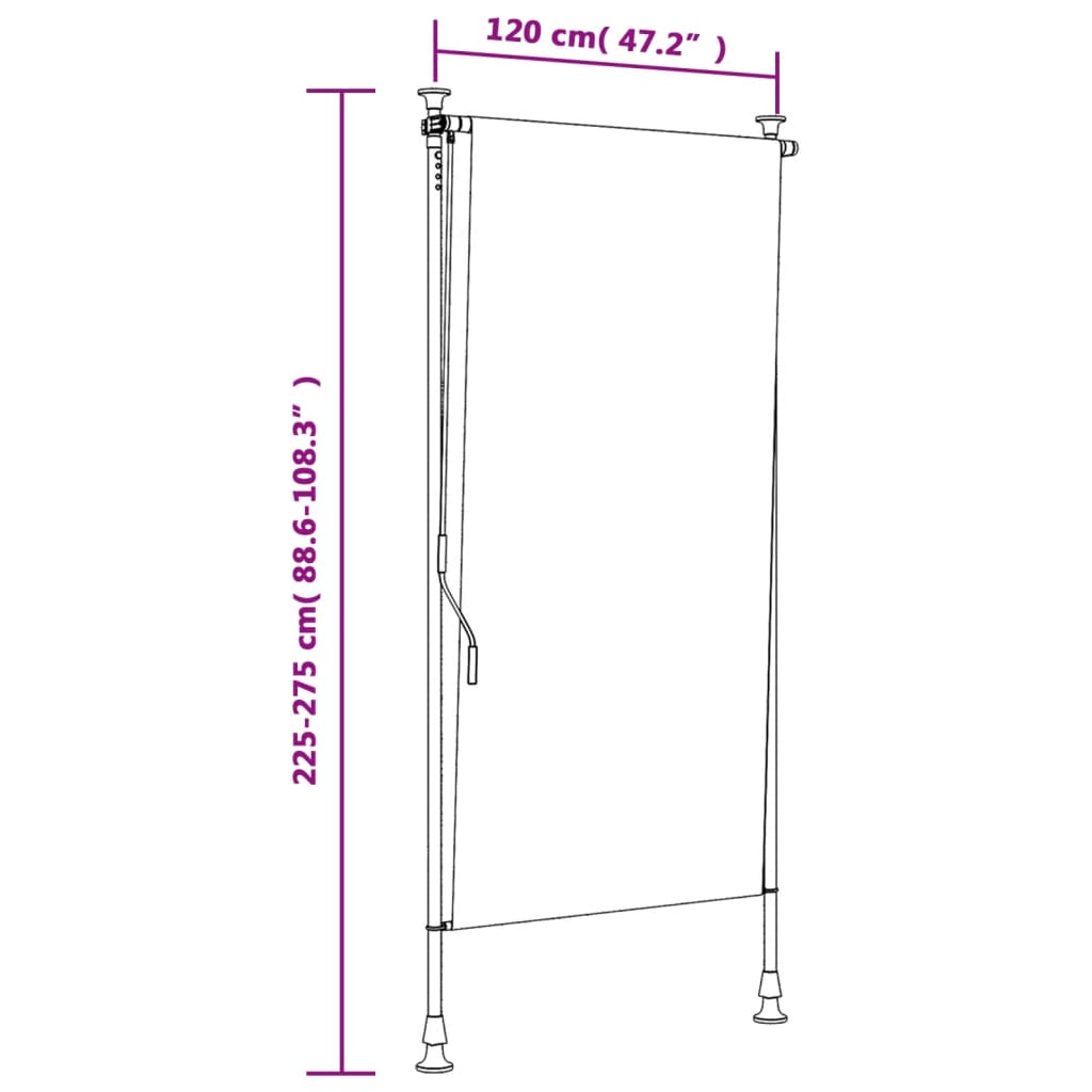 Utendørs rullegardin oransje og hvit 120x270 cm stoff og stål