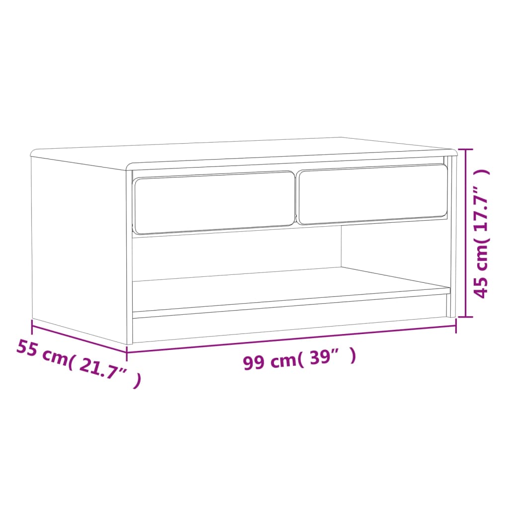 Salongbord SAUDA eik 99x55x45 cm heltre furu