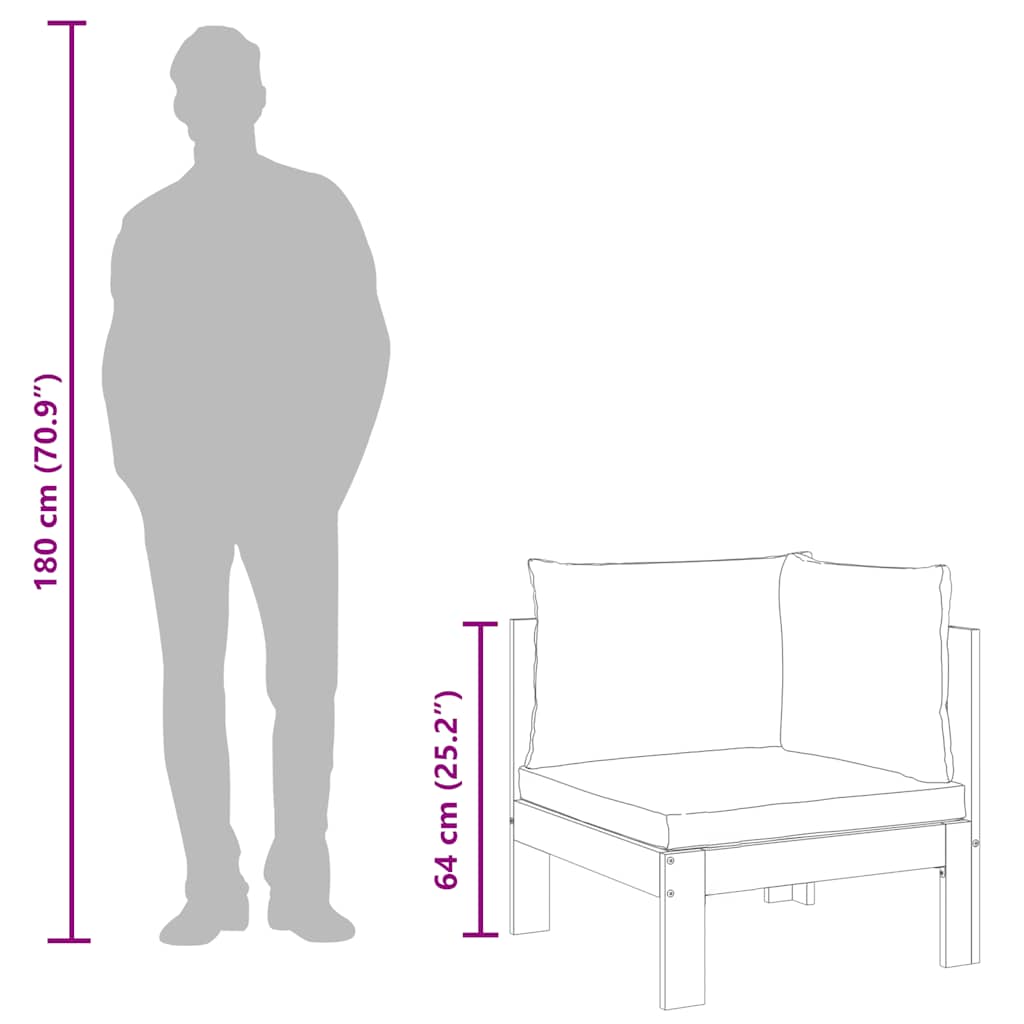 Hagesofa for hjørne med puter heltre douglasgran